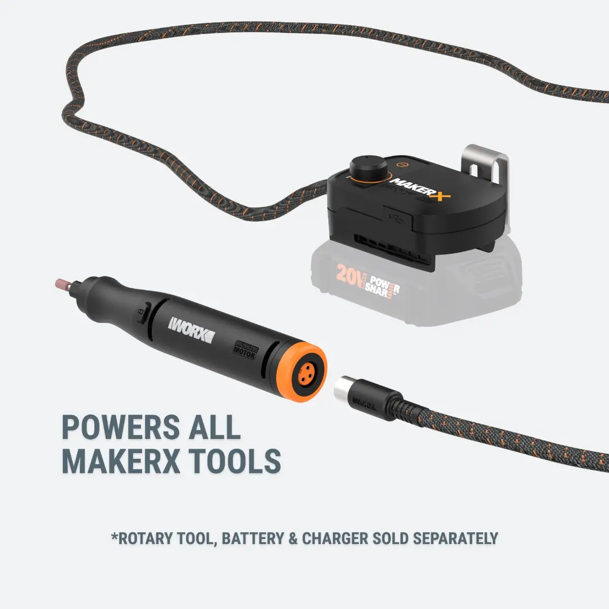 20V MAKERX HubX Power Source & Tool Adapter with USB Port 8