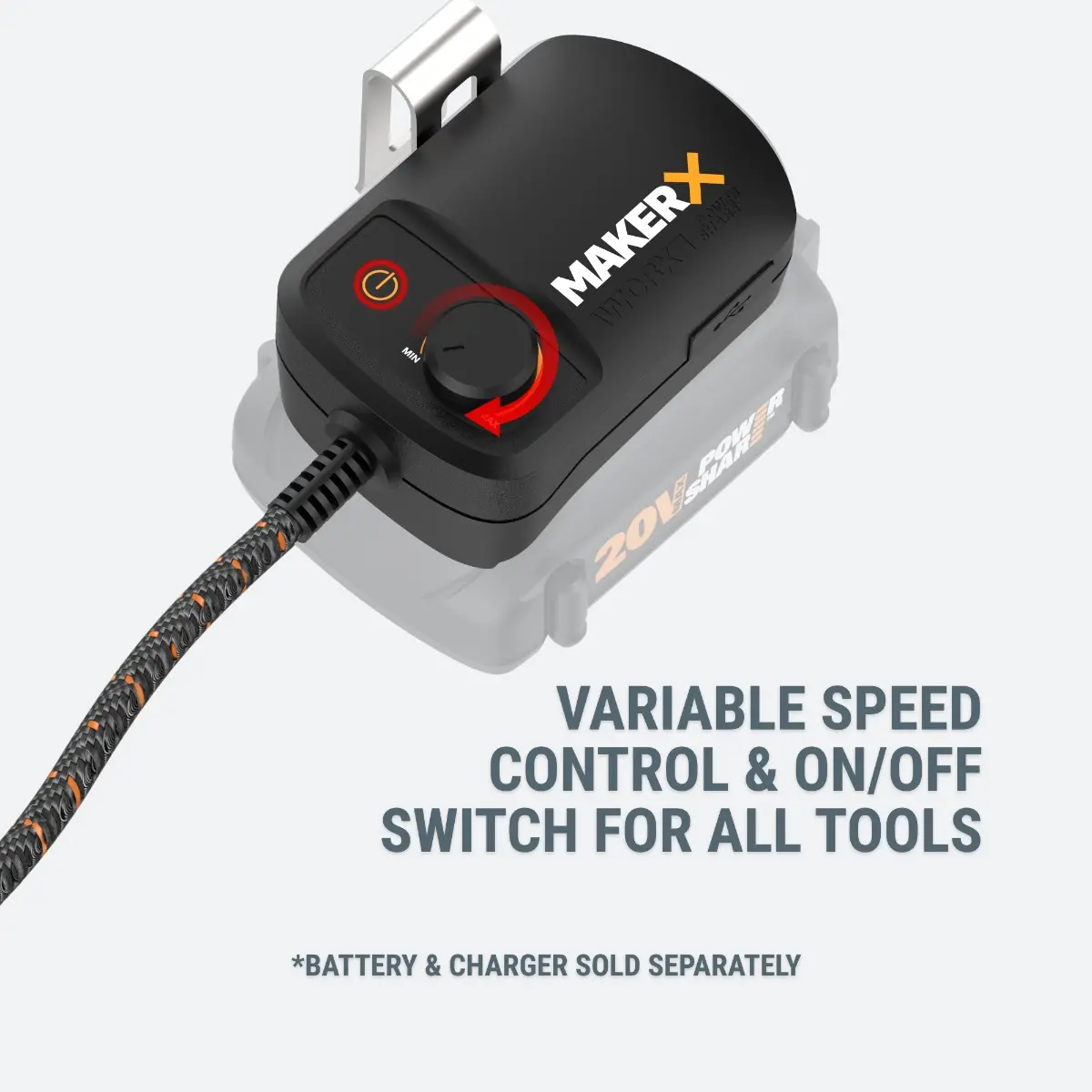 20V MAKERX HubX Power Source & Tool Adapter with USB Port 9