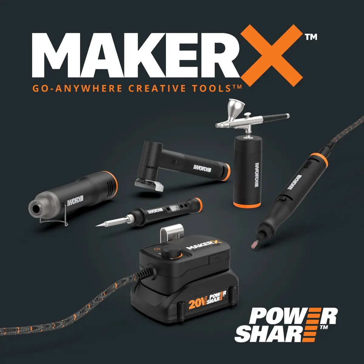 20V MAKERX HubX Power Source & Tool Adapter with USB Port 10