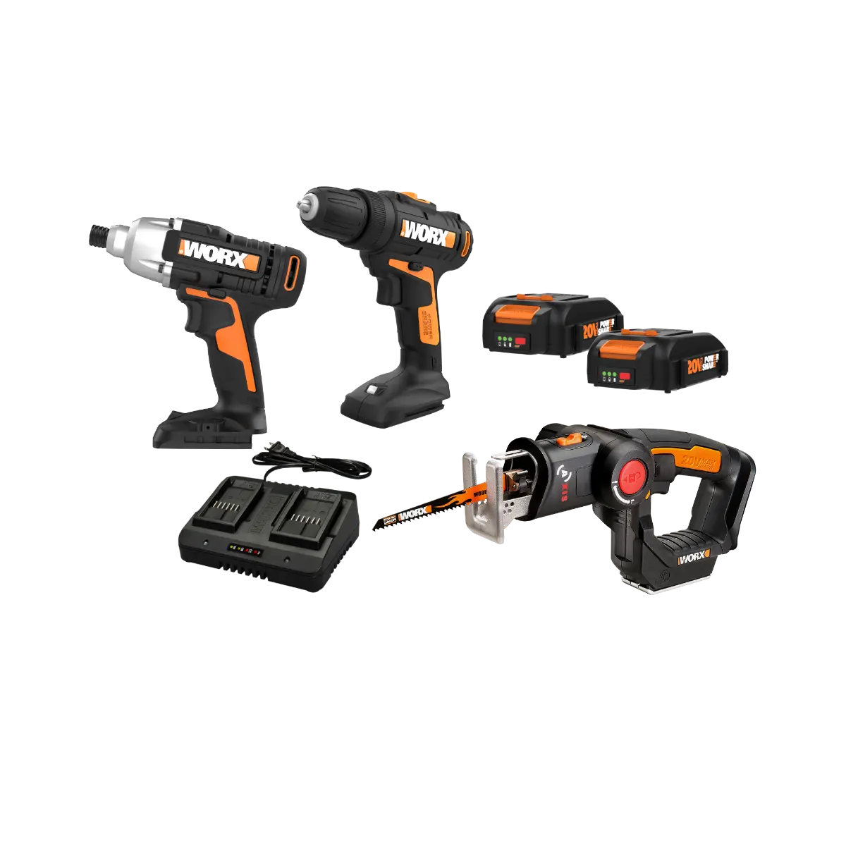 20V Drill, Impact Driver & Axis Reciprocating Saw 3pc DIY Combo Kit 2