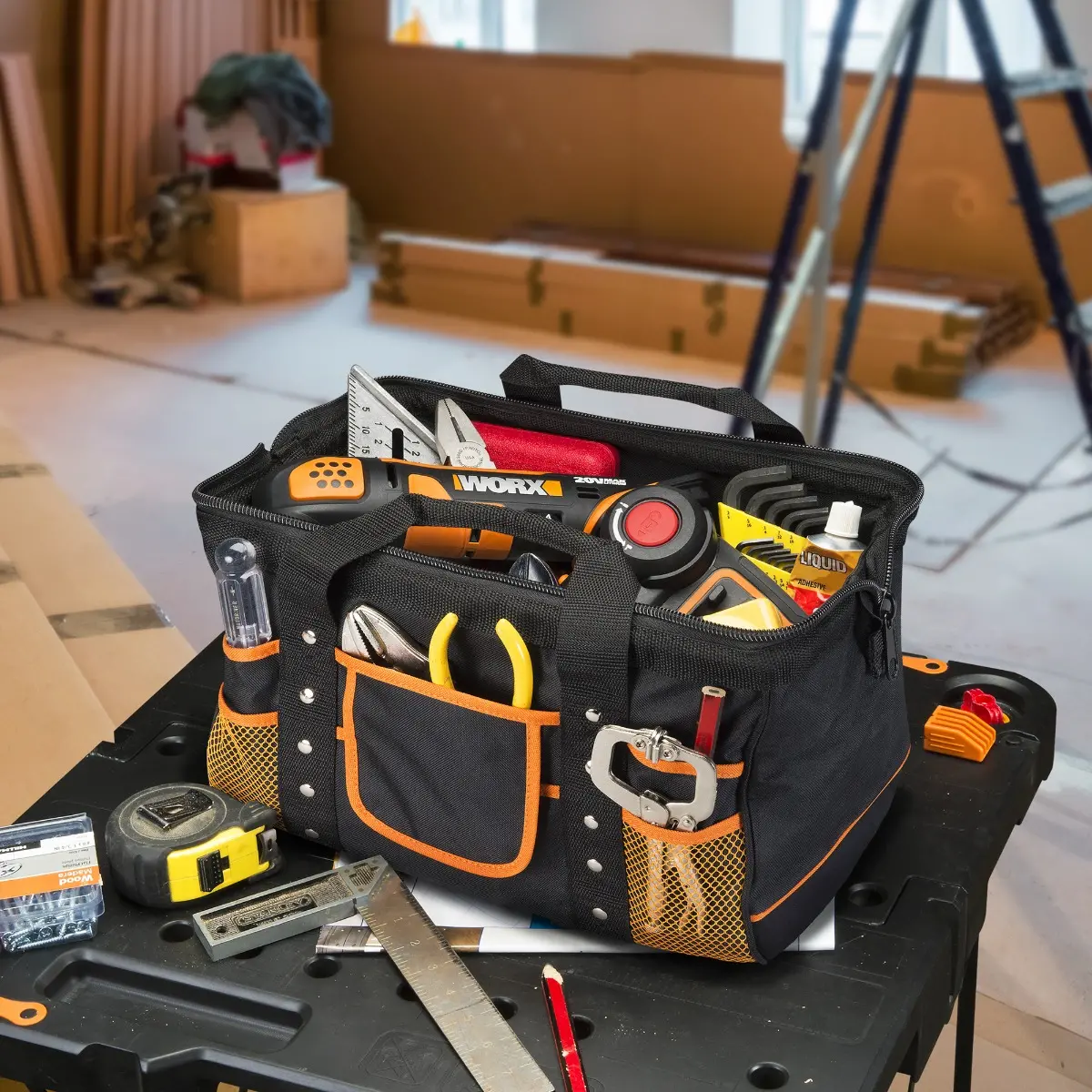 Zippered Tool Bag with Interior and Exterior Pockets 4