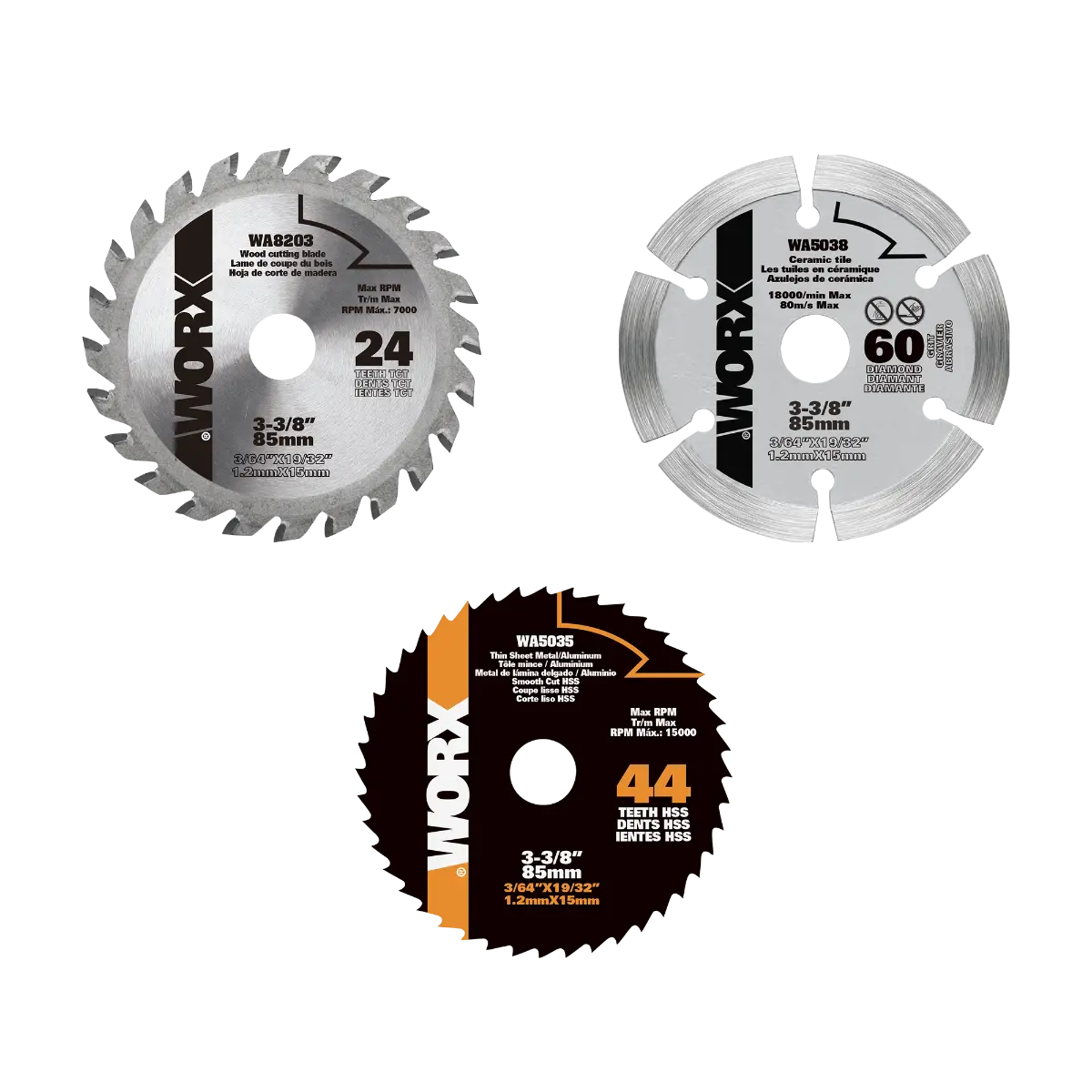 VersaCut™ 3pc Variety cutting Blade Set