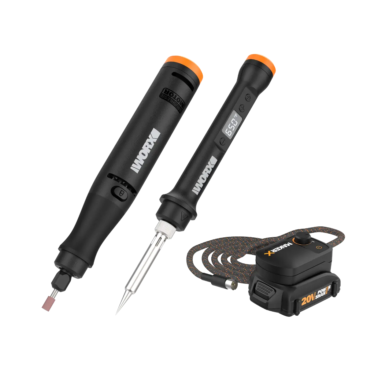 20V MAKERX 2pc Rotary Tool + Wood/Metal Crafter Combo Kit